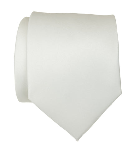 Ivory Necktie. Light Grey Solid Color Satin Finish Tie, No Print
