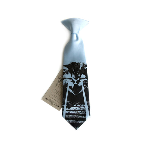 Angry Laser Kitten kids tie. Boys clip-on cat necktie.