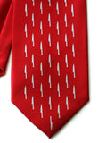 red silk kitchen knife print tie