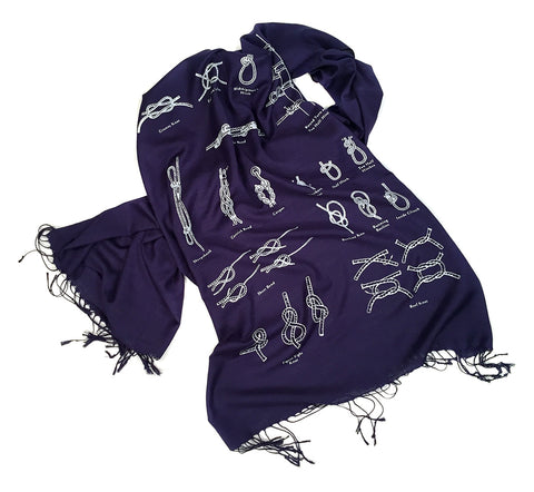 Knot Tying Diagram scarf. Sailor Knots linen-weave pashmina