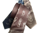 Knot tying diagram necktie. Driftwood; gunmetal; mushroom