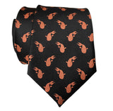 Tiny Koi Print Necktie, Black. Goldfish Pattern Tie by Cyberoptix