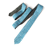 Blue and White Op Art Striped Leather Necktie
