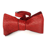 Red Python Embossed Lambskin Leather Bow Tie