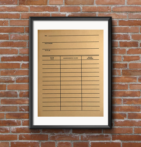 Library Date Due Card Poster, Book Print