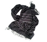 charcoal grey library scarf, date due card print. by cyberoptix