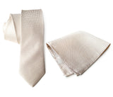 Light Khaki Linen Necktie & Pocket Square, "Davison" by Cyberoptix