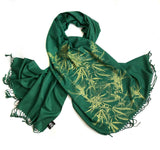 Cannabis Pashmina Scarf. Marijuana leaf printed bamboo scarf