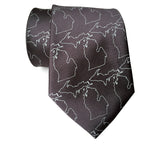 Cyberoptix Charcoal grey Michigan Map Outline Silk Necktie