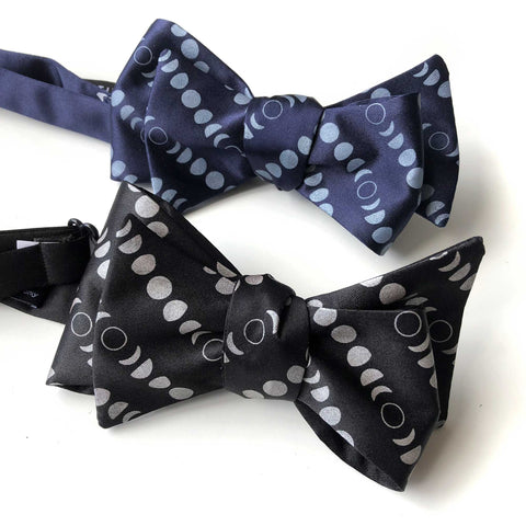 Moon Phases Bow Tie, Lunar Calendar Polka Dot