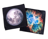 Moon Print Pocket Square, Nebula Pocket Square. Space Hankies. Cyberoptix