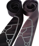 Mulsanne Straight Silk Necktie. Dove grey ink on black, charcoal.