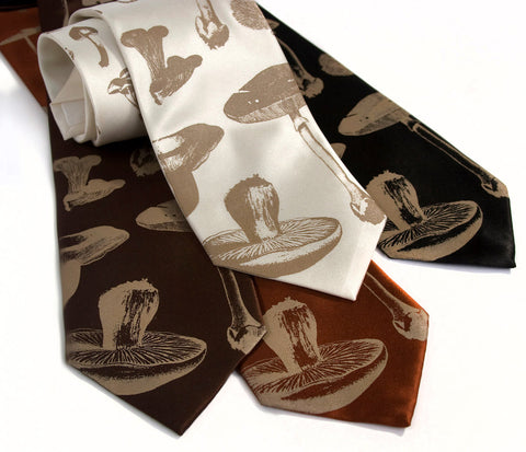 Mushrooms Necktie. Fungi Print Tie