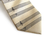 cream music staff paper herringbone silk necktie