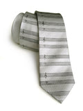 silver sheet music herringbone silk tie