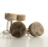 Petoskey Stone Cufflinks, fossil coral cufflinks