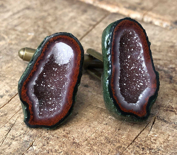 Agate Geode Cufflinks, Tabasco geode cuff links