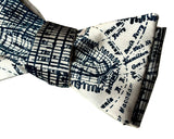 new york city map print bow tie, by cyberoptix. Navy on cream