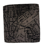 Driftwood grey NYC & Brooklyn map pocket square, by Cyberoptix.