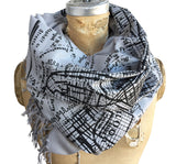 New York City Map Silver Scarf, Brooklyn & Manhattan Linen-Weave Pashmina, by Cyberoptix