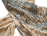 NYC Map Linen-Weave Fringe Scarf, Accessories for Women, by Cyberoptix