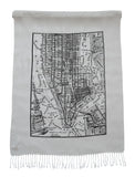 New York City Map Fringe Pashmina Scarf, New York Gift, by Cyberoptix