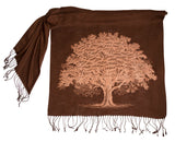 Oak Tree Linen-Weave Scarf, Copper on Espresso Pashmina, by Cyberoptix
