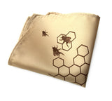 Honey Bee pocket square. Bronze on butter.