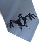 Bat Print Necktie, steel blue
