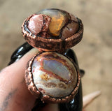 Cantera Opal Cufflinks, electroformed gemstone cuff links