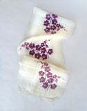  Orchid ink on cream silk scarf.