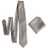Oyster necktie, light grey solid color wedding tie by Cyberoptix Tie Lab