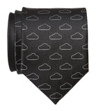 Partly Cloudy Black Necktie, Cloud Pattern Tie, by Cyberoptix
