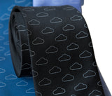 Partly Cloudy Neckties, Black Cloud Pattern Tie, by Cyberoptix
