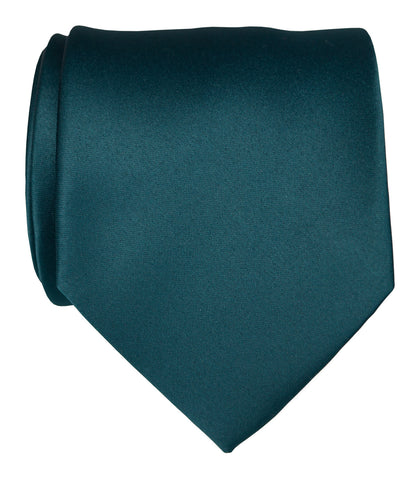 Peacock Blue Necktie. Dark Blue Solid Color Satin Finish Tie, No Print