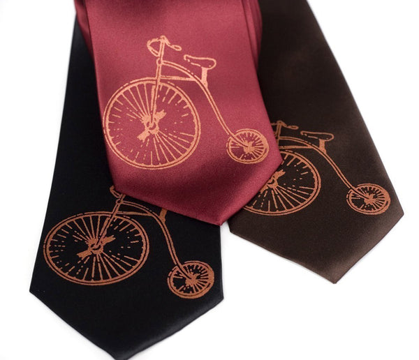 Penny Farthing Silk Necktie. Antique Bicycle tie