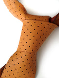 Perforated Burnt Orange Leather Necktie.