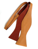 Burnt Orange Perforated Automotive Leather Bow Tie, untied.