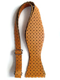Automotive Burnt Orange Diamond Perforated Leather Bow Tie