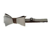 Dove Grey Perforated Leather Bow Tie.