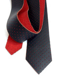 Perforated Black and Red Leather Necktie.