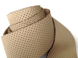 Tan micro perf leather tie.