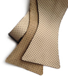 Tan self tie leather bow tie