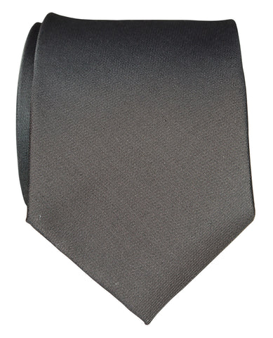 Pewter Shot Necktie. Dark Grey Solid Color Woven Silk Tie, No Print