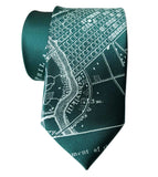 Philadelphia City Map Necktie, Ice on Emerald Green Tie, By Cyberoptix