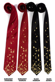 Pill Spill ties: Gold print on burgundy and black microfiber.