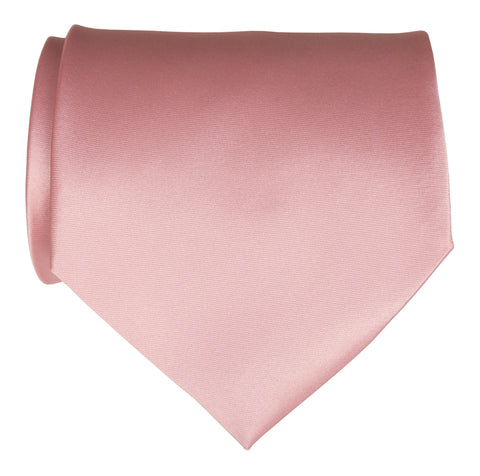 Pink Necktie. Solid Color Satin Finish Tie, No Print