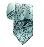 Pisces Necktie, Ice Blue. Two Fishes Zodiac Constellation Print Tie, by Cyberoptix
