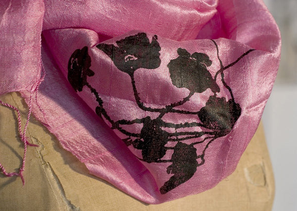 Poppies silk scarf, floral print. – Cyberoptix TieLab
