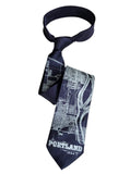 Portland Oregon Map Necktie, Navy Blue Tie. by Cyberoptix